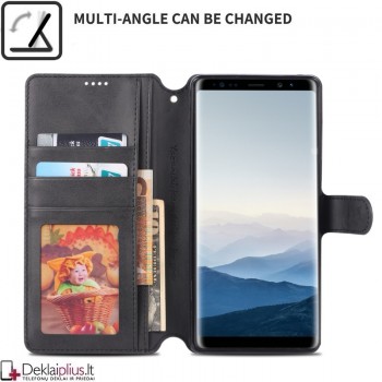 Dirbtinės odos atverčiamas dėklas su skyreliais - juodas (Samsung Galaxy Note 8) Dirbtinės odos atverčiamas dėklas su skyreliais - juodas (Samsung Galaxy Note 8)